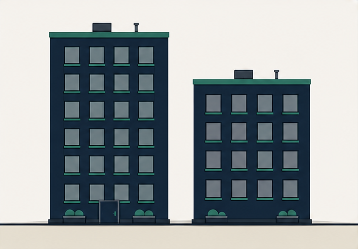 Mid-rise and high-rise apartment buildings