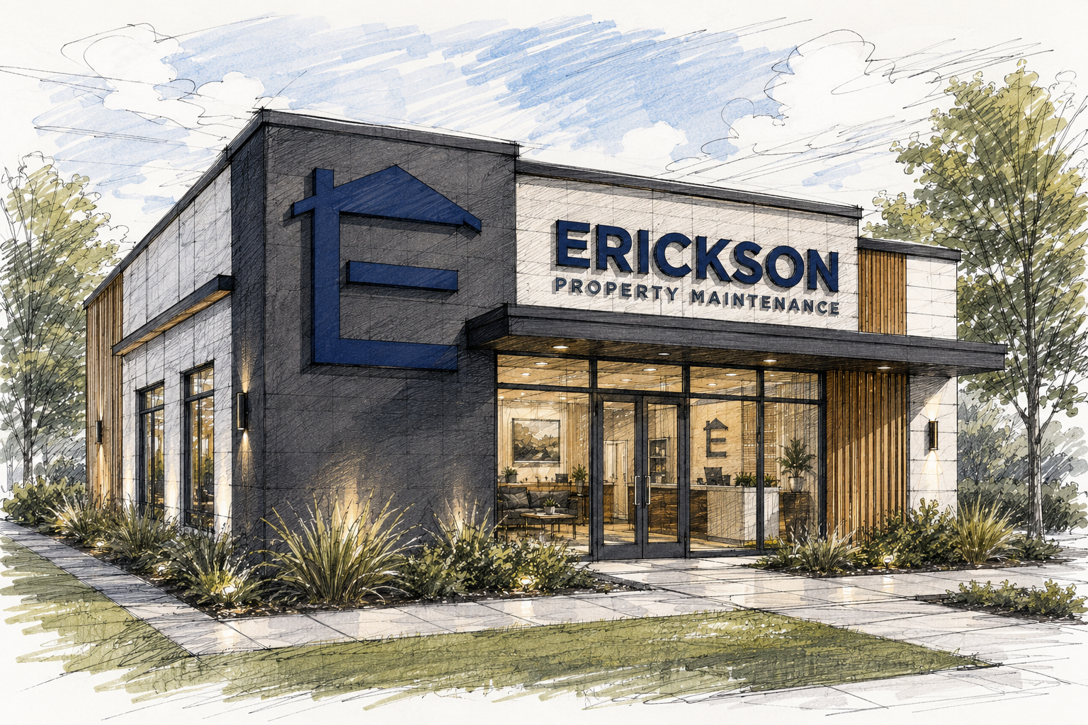 Erickson Property Maintenance service van on site at a multifamily property